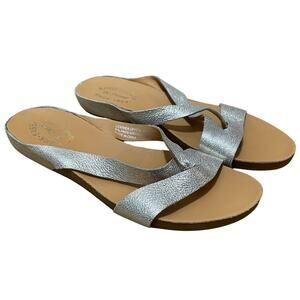 Kork-Ease Devoe Leather Strappy Slide Sandals Light Gold Metallic Women's 9